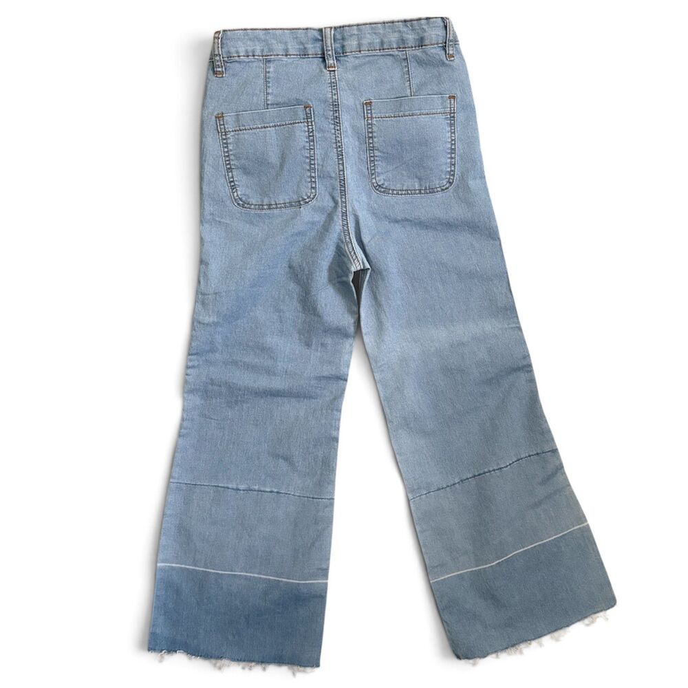 American Bazi Light Raw Hem Wide Leg Cropped High Rise Distressed Y2K Grunge 1